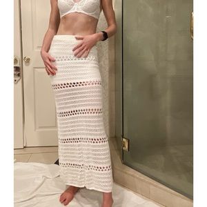Roxanne White Crotchet Maxi Skirt